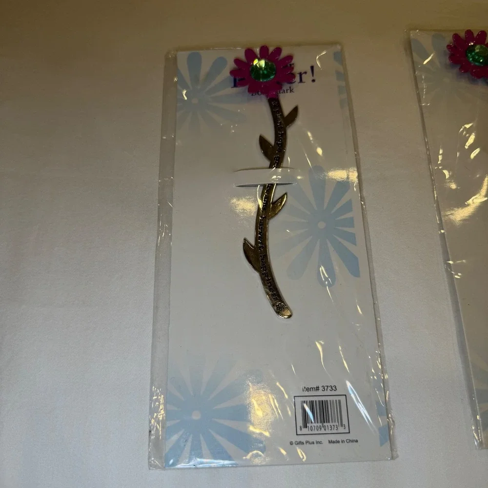 Gifts Plus Inc Flower Power Metal Bookmark Set 5 Pink Daisy Rhinestone  NEW